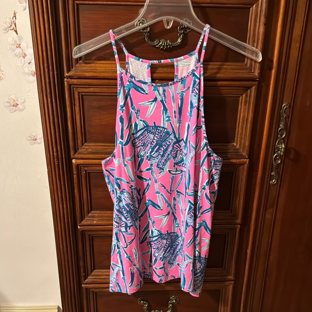 Lilly Pulitzer Pink and Blue Abstract Tank size L